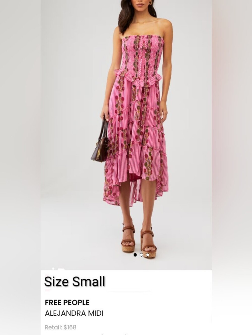 Pink Floral Tiered Midi Dress